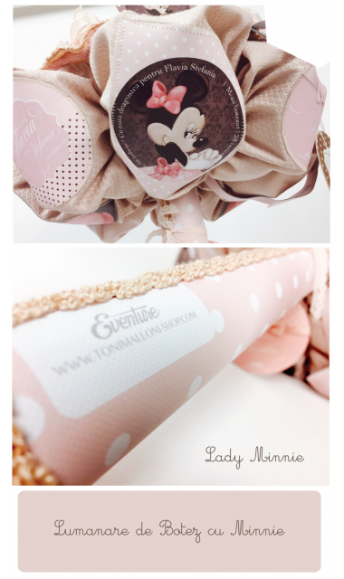 Lumanare de botez pentru fete cu jucarie de plus Minnie Mouse, 65x4cm, Lady Minnie  4